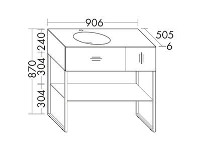 Waschtisch-Möbel 906 x 870 x 505 mm