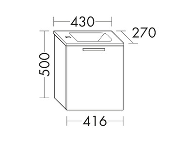 Handwaschbecken-Unterschrank 416 x 500 x 270 mm