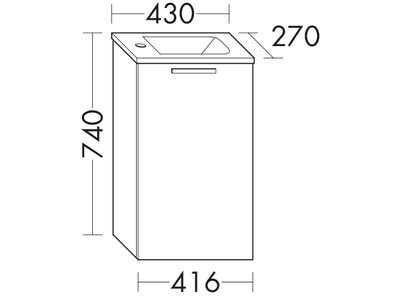 Handwaschbecken-Unterschrank 416 x 740 x 270 mm